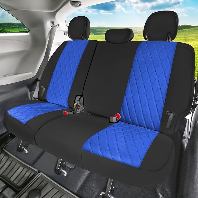 FH Group Custom Fit Car Seat Covers Specifically Made for Toyota Sienna 2011-2020, Car Seat Cover Full Set, 8 Seater Automotive Seat Covers in Blue Neoprene, Waterproof and Washable Seat Covers - Image 5