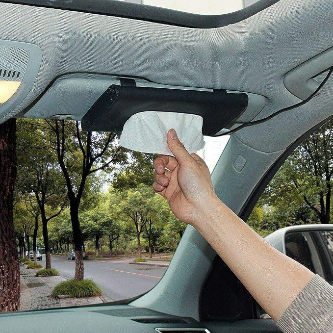 Carstuus Car Tissue Holder, Sun Visor Napkins Holder, Car Accessories | Black Car Tissue Dispenser with Tissues, Easy Refill, Universal Fit Most Vehicles, Car Interior Accessories, Cars Essentials - Image 7