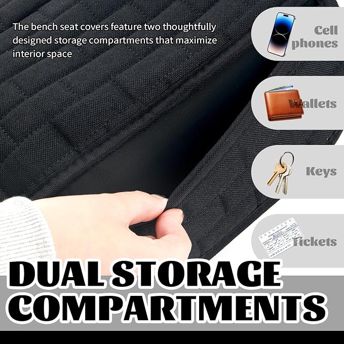 Car Bench Seat Cover with 2 Storage Slots,Breathable Backseat Car Covers to Protect Rear Seats from Dust/Scratches,Non-Slip Back Seat Cars Cover Fit for Most Cars/SUVs - Image 4