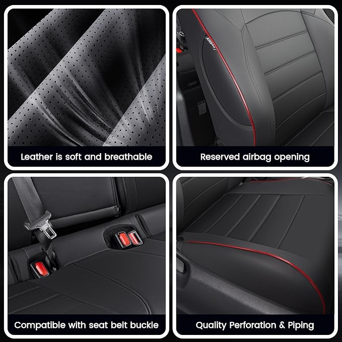 HKZ Customized Special seat Cover for Toyota Corolla (Black with Red Trim, 2020-2022 Corolla XSE) - Image 7