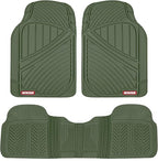 Motor Trend FlexTough Performance All Weather Rubber Car Floor Mats - 3 Piece Floor Mats Automotive Liners for Cars Truck SUV, Heavy-Duty Waterproof (Green) - Image 2