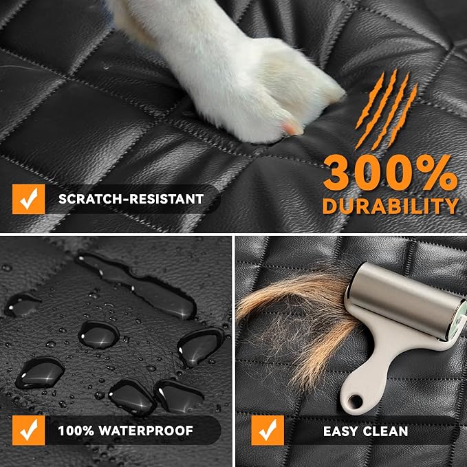 Dog Car Seat Cover for Back Seat,Leather Back Seat Cover,Stnd | Black,PU,Waterproof,Nonslip,Anti-Scratch,Rear Dog Seat Covers Fit Middle Armrest for Most Vehicles,SUVs,Sedans - Image 7