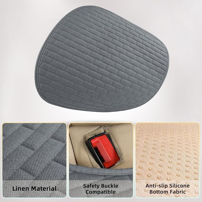 Dark Gray Linen Back Seat Cover, Rear Car Seat Cover for Cars Truck SUV | Seat Covers with Storage Pocket, Bottom Auto Seat Cushion Pad Mat for Most Vehicles - Image 4