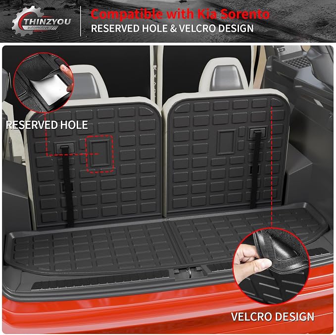 Floor Mats for 2021-2025 2026 Kia Sorento 6&7 Passenger | Not for Hybrid, Trunk Mat Cargo Mat Cargo Liner TPE All Weather Back Seat Cover Protector 2024 Sorento Accessories - Image 8