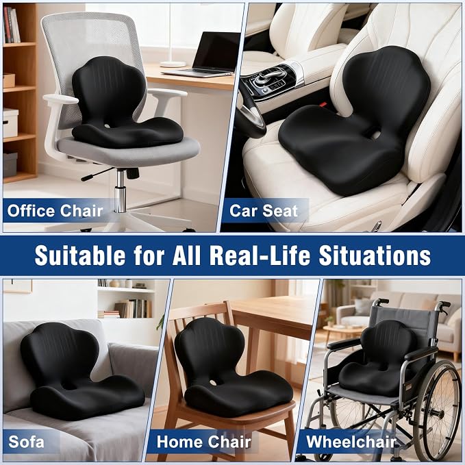 Car Seat Cushion Office Chair Cushion with Lumbar Support Pillow | Ergonomic Seat Cushion for Relieve Sciatica & Tailbone Pain, Ideal for Car Driving Truck Office Chairs Wheelchairs Home Use - Image 7