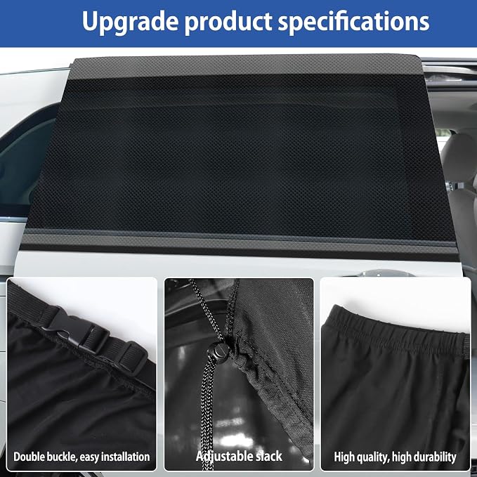 Car Window Shades(2 Pack)-Side Window Sun Shades, UV Protection Breathable Spandex Baby Window Covers, Universal Fit Most of Cars, Protect Privacy for Family-(27.5"x57"), Black - Image 3