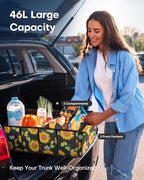 HOTOR Trunk Organizer - Foldable Car Organizer for SUVs & Sedans Storage | Sturdy Car Organization for Men & Women, Car Accessories, Tools, Sundries, Sunflower, 2 Compartments, 21.3" x 12.6" x 10.6" - Image 3