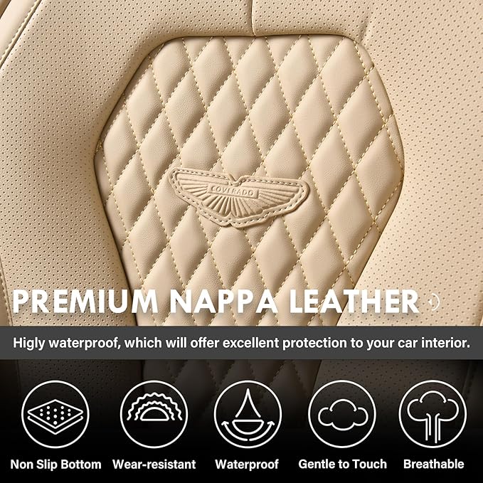 Coverado Seat Covers, Car Seat Covers Front Seats, Beige Car Seat Cover, Waterproof Car Seat Covers, Car Seat Cushion, Front Car Seat Covers Leatherette Car Seat Protector Universal Fit Most Cars - Image 5
