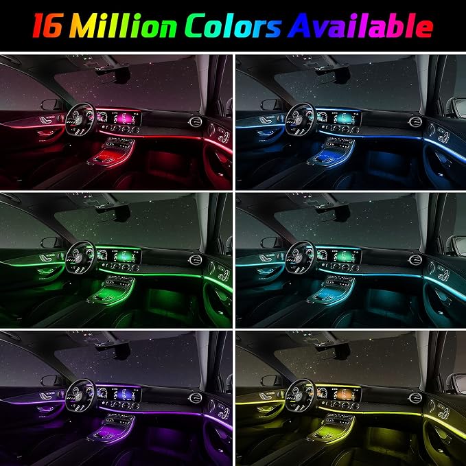6 in 1 LED Car Strip Lights, Car Interior Lights with 276 inches Fiber Optic, Remote and APP Control, 16 Million Colors RGB Ambient Lighting Kits, Music Neon Light Accessories for Car Inside - Image 3