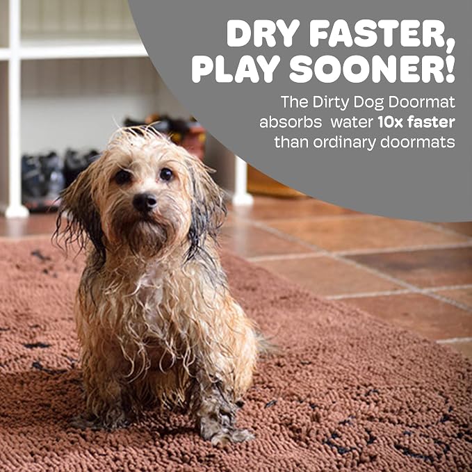 Dog Gone Smart Dirty Dog Doormat - Super Absorbent Polyamide Rug Pulls in Moisture & Dirt - Fast Drying for Clean Floors, Non-Slip, Machine Washable Mat for Muddy Paws - Brown, 31 x 20 Inches - Image 2