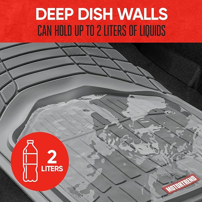 Motor Trend FlexTough Defender Floor Mats for Cars & TrunkShield Trunk Mat Set, Next-Gen Deep Dish Heavy Duty All Weather, Rubber Car Floor Mat Set for Auto Truck Van SUV - Image 3