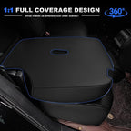 AOMSAZTO Seat Cover for Tesla Model Y 2020-2025 Not for Juniper/Performance | 4-Pieces Set with Seatbelt Cover,Steering Wheel Covers, Headrests,5 Seats Faux Leather Waterproof,Airbag Compatible-Black - Image 8