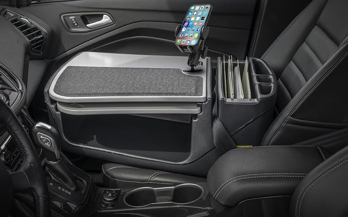 AutoExec GripMaster Car Desk for Your Vehicle Workstation and Mobile Office, Grey with Phone Mount | Vehicle Workstation, Mobile Office - Image 2