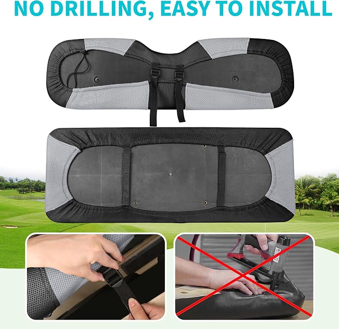 10L0L Golf Cart Seat Covers for Yamaha EZGO Club Car Seat Towel Cushion | Breathable Mesh All-Season Front/Rear Seat Blanket, UV Resistant, Cool Comfort, Machine Washable, Easy On, Great Golf Gift - Image 6