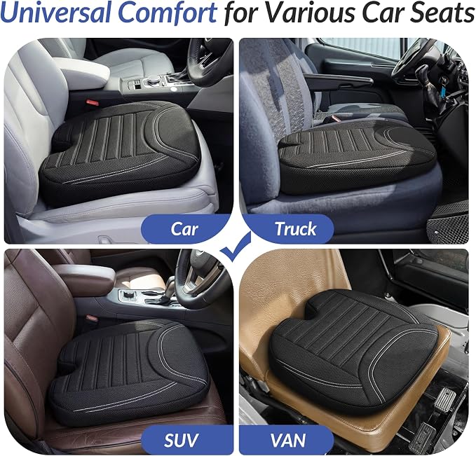 Wedge Car Seat Cushion for Tailbone Pain Relief & Better Visibility, Ergonomic Memory Foam Seat Cushion for Car with Breathable Channel Design, Fits Car, SUV, Truck, Non-Slip Mesh Cover - Image 8