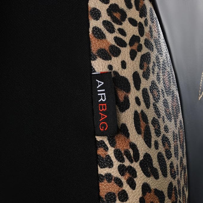 Flying Banner Butterfly car seat Covers ful Set Fashion Universal Lady Woman Female Rear Bench Split Colorized (Full Set - Faux Leather, Leopard Brown) - Image 6