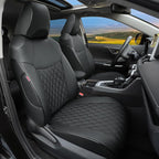 Lolcar Rav4 Seat Covers for Toyota RAV4 2019 2020 2021 2022 2023 2024 2025 LE,XLE,XLE Premium,Limited,Car Seat Cover for Trucks SUV,Leather Seat Cushion Full Set,Faux Leather (Grid Black) by LOLCAR