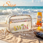 COSHAYSOO Clear SWIM Bag Swimming Pool Day Accessories for Women Teen Girls Bikini Swimsuit Goggle Cap Sunscreen Hair Makeup Organizer, Cute Swimmer Team Gifts Travel Waterproof Small Pouch, Tropical - Image 2