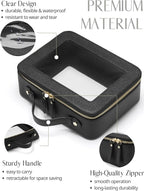 Clear Toiletry Bag 2 Pack, Travel Makeup Bag Medium and Large Black | Structured Clear Cosmetic Case with Zipper, Car Essential Organizer Bag for Women, Waterproof PU Leather, Wide Open Portable - Image 5