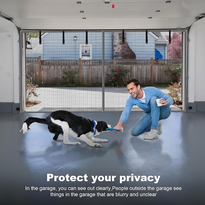 Privacy Garage Door Screen Blackout for 1 Car Garage- 8x7FT Privacy Silver Grey Heavy Duty Magnetic Garage Screen, Hands Free, Magnetic Privacy Garage Screen Door - Image 4