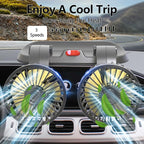 12V Dual Head Car Fan for Dashboard, 2-Speed Portable Vehicle Cooling Fan, 360° Rotatable Cigarette Lighter Powered Air Circulator for SUV RV Truck Sedan - Image 2