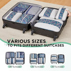 OlarHike 8 Set Compression Packing Cubes for Travel Essentials,Compressible Expandable Space Saver Bags for Organizing Clothes,Luggage Garment Bags with Over 1000 pcs Mesh Holes(Dark Blue Floral) - Image 8