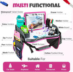 Kids Travel Tray with Dry Erase Board - Car Seat Tray for Kids Travel, Carseat Table Top for Toddler, Lap Desk for Car Seat, Activity Organizer & Snack Holder, Road Trip Essentials for Kid (Pink) - Image 4