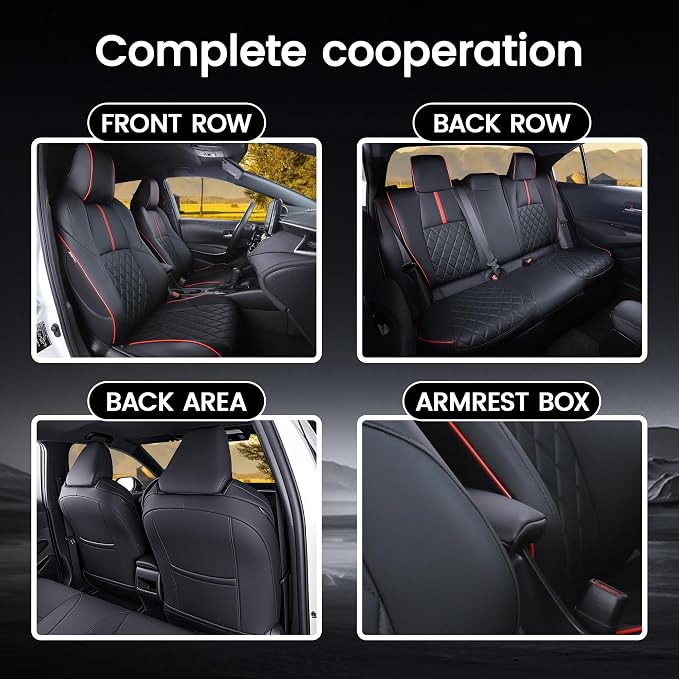 HKZ Customized Special seat Cover for Toyota Corolla (Black+Red, 2023-2026 Corolla Hybrid SE) - Image 6