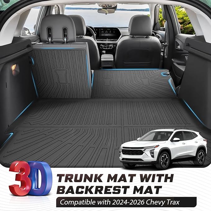 Sunsdrew Trunk Cargo Liner for 2024-2026 Chevy Trax Accessories, Rear Cargo Mat & Backrest Mats All Weather Protection Trunk Liner TPE Rubber Raised Edge - Image 2