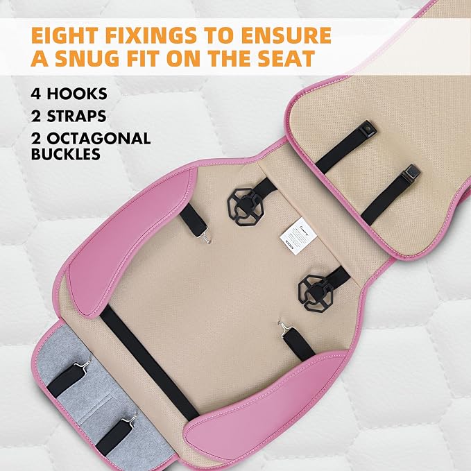 Elantrip Pink Leather Car Seat Covers Front 2PC Waterproof for Women | Cute pink diamond-quilted faux leather — waterproof, easy-clean, designed for her - Image 5