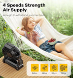 DOWILLDO 30000mAh Portable Battery Powered Camping Fan - with LED Light, Quiet Battery Operated, Camping Gear for Travel, Tent, Beach, Car or Hurricane Power Outages, Black - Image 5
