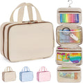 Kids Travel Organizer – Multi-Compartment, Water-Resistant Hanging Bag for Toys, Snacks, & Activities - Compact, Lightweight Design with Hook & Carry Handle - Perfect for Travel Use (Beige, Small) by MOTHERCOULD