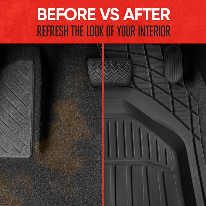 Motor Trend 943-BK FlexTough Defender Car Floor Mats -Next Generation Deep Dish Heavy Duty Contour Liners for Car SUV Truck & Van-All Weather Protection, Trim to Fit Most Vehicles Black - Image 4