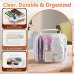 3PCS Travel Essentials for Toiletries, 1.2MM Clear Hard Shell Zipper Case | Makeup Bag for Cosmetics, Puzzles and Snacks, Clear Travel Bag for Diaper Bag Organizer, with Handles - Image 2