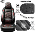 For Subaru Ascent 2019-2025 2026 Car Seat Covers, Front Pair, Redline | Luxury Full Coverage Leather Seat Protectors, Waterproof Breathable, Non-Slip, Easy to Install, Airbag Compatible, All-Season - Image 3