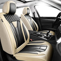 Fit Tundra Premium Leather Car Seat Covers for Toyota Tundra 2007-2025 2026 - Waterproof，Breathable，All-Weather Seat Cushion Protecto & Airbag Compatible, 2 Front Seat Beige&Black by Unknown
