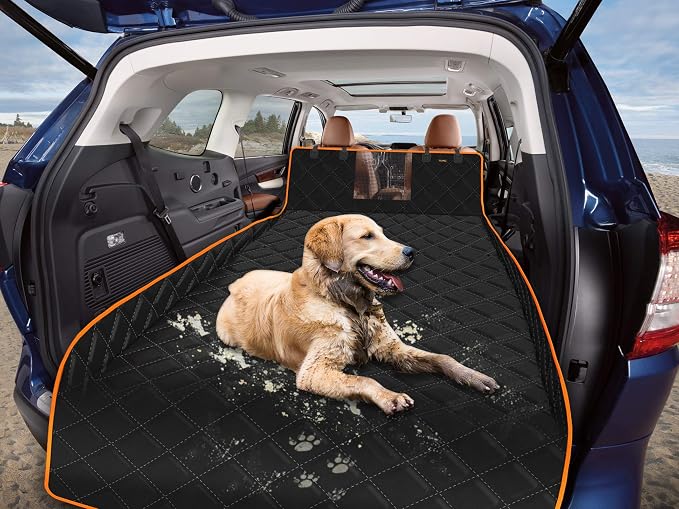 SUV Cargo Liner for Dogs, Waterproof Dog Cargo Cover with Bumper Flap Protection Durable Toyota Rav4 Trunk Mat for Pets Keep Your Vehicle Trunk Clean Universal Fit SUV Car Seat Cover - Image 4