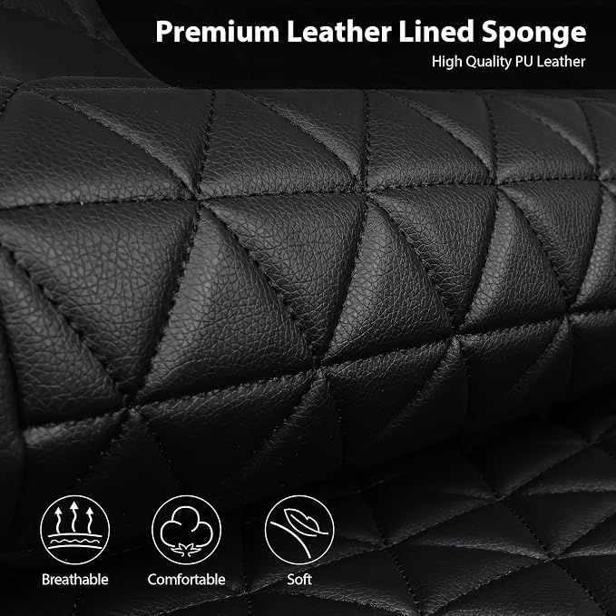 CAR PASS Bling Diamond Leather Car Seat Covers for 2 Front Interior Sets, Waterproof Shining Glitter Sparkly Crystal Universal Armrest Fit Automotive Truck SUV Cute Women Girl, Black Silver Rhinestone - Image 4