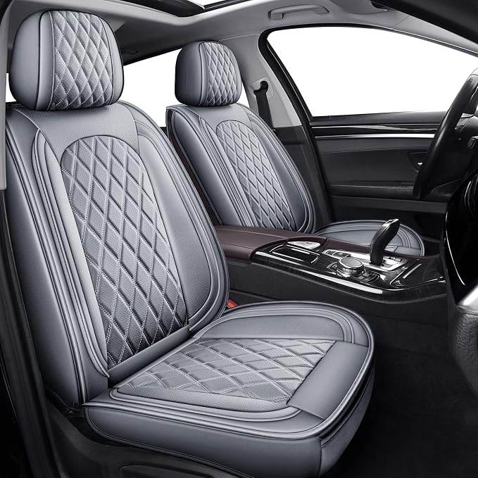 Car Seat Covers Full Set,Leather Seat Cover for Sedan, Truck,SUV | Seat Covers Gray ,Breathable Car Seat Cover,Front and Back, Universal Car Seat Protector For Families, Pets,Commuters by MIROZO