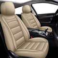 IKABEVEM Car Seat Covers for Jeep Cherokee 2014-2023 Full Set(5 Seats) | Luxury Fuax Leather, Waterproof, Airbag Compatible, Easy to Install, Scratch‑Resistant Seat Protection, Beige by IKABEVEM