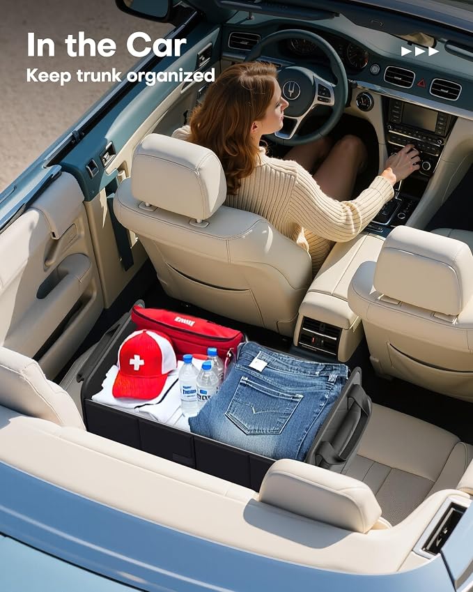 HOTOR Trunk Organizer for SUV – Foldable Car Organizers and Storage | 2 Compartments, Large Capacity Car Trunk Organizer Car Accessories for Truck Sedan, Black, 21.7" x 12.8" x 11.0" - Image 7