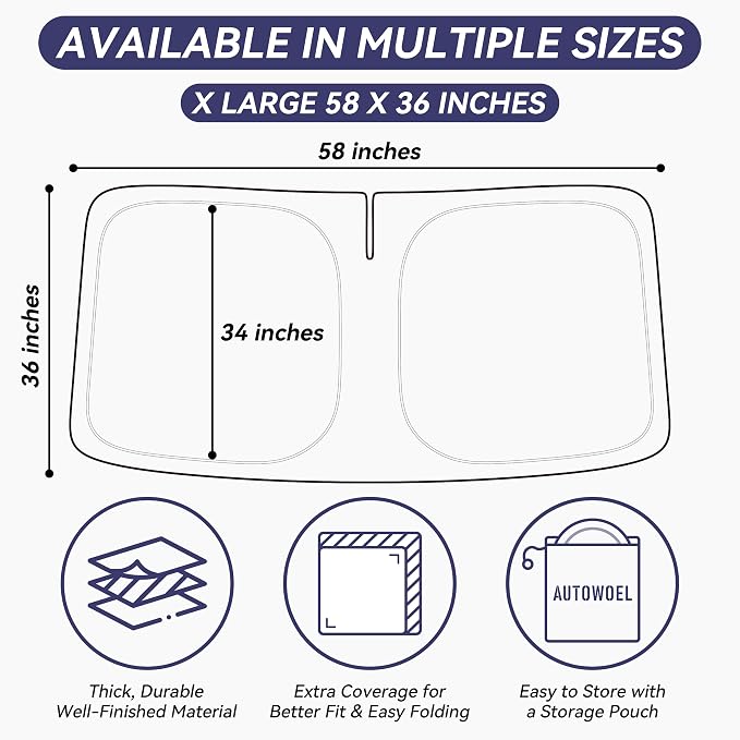 Windshield Sun Shade for Tesla Model 3/Y 2014-2026, Foldable, Car Accessory | Graphene Activated Carbon, Odor-Absorbing, UV and Heat Blocking, Storage Bag Included, Helps Keep the Parked Interior Cooler - Image 9