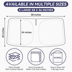 Windshield Sun Shade for Tesla Model 3/Y 2014-2026, Foldable, Car Accessory | Graphene Activated Carbon, Odor-Absorbing, UV and Heat Blocking, Storage Bag Included, Helps Keep the Parked Interior Cooler - Image 9