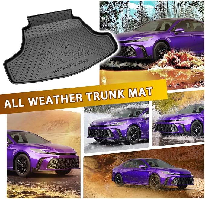 Powerty Trunk Mat for Toyota Camry(Include Hybrid/L/LE/SE/TRD/XLE/XSE) 2018-2026 & Toyota Avalon 2019-2022, All Weather TPE Cargo Mat Liner for Rear Trunk - Image 5