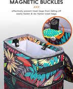 HOTOR Car Trash Can, Compact Waterproof Organizer, Leak-Proof Bin, 2-Gallon | Autumn Leaves, Multifunctional Car Accessory with Adjustable Straps & Magnetic Snaps for Interior Car Storage - Image 3