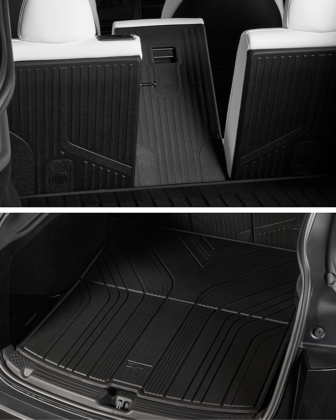 3W Tesla 2025-2026 New Model Y Juniper Floor Mats and Cargo Liners 10PCS | (Not for Standard) Full Set TPE Floor Liner, Cargo Mats and Seat Back Cover Protector, Car Mats for Tesla Model Y Accessories - Image 7