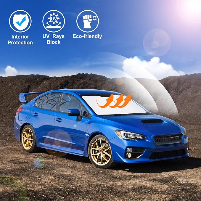 Windshield Sun Shade for 2008-2015 Subaru Impreza WRX/WRX STI | Full covered for windshield, Foldable & Durable, Block UV Rays, Reduce Heat, Easy to install, Keep Car Cooler - Image 5