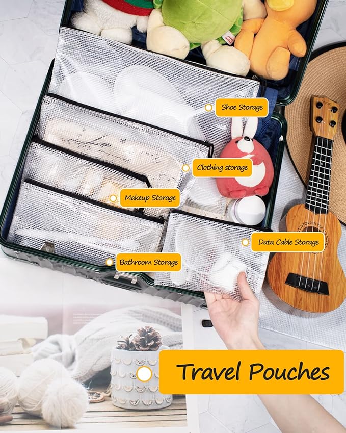 SUNEE Multisize Mesh Zipper Pouches (Black, 84 Packs), Water-Resistant Zip Bag for School Office Supplies, Puzzles & Games Organizing Storage - Image 5