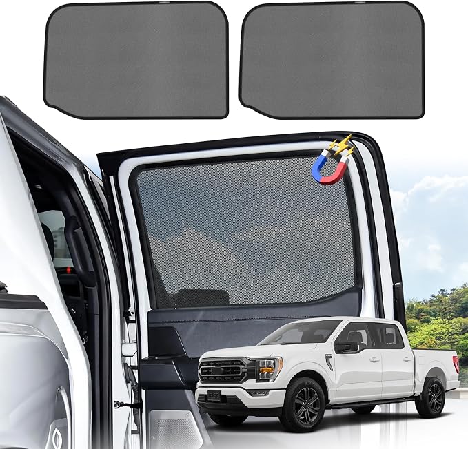 KUST Car Window Shades for 2016-2025 Ford F150 F-150 Raptor SuperCrew 4dr Accessories, Breathable Mesh Magnetic Window Covers, Rear Side Sun Shades UV Block Privacy Protection for Baby Camping 2PCS - Image 3