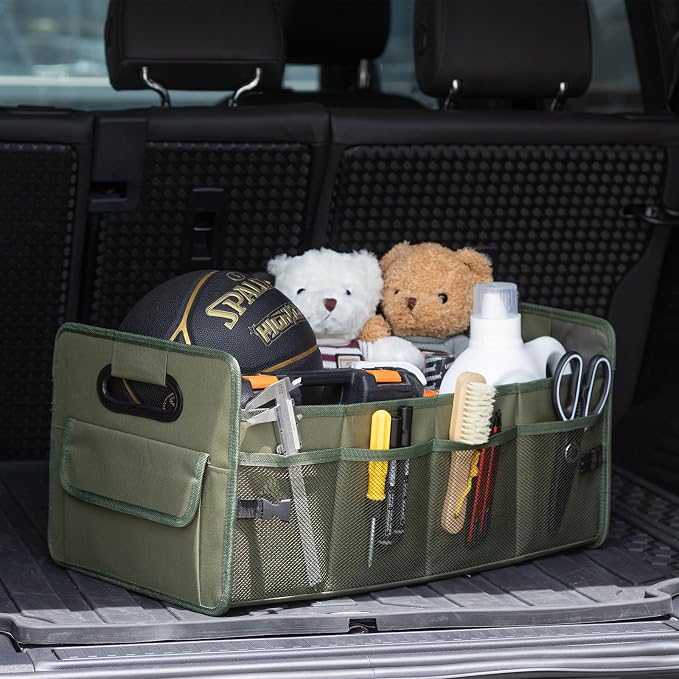 JiatuA Car Trunk Organizer, Collapsible Car Organizers and Storage Green | Sturdy, Large Capacity, Clean Decor, Multi Compartment Container Box, Adjustable Car Accessories for SUV Sedan Truck - Image 2